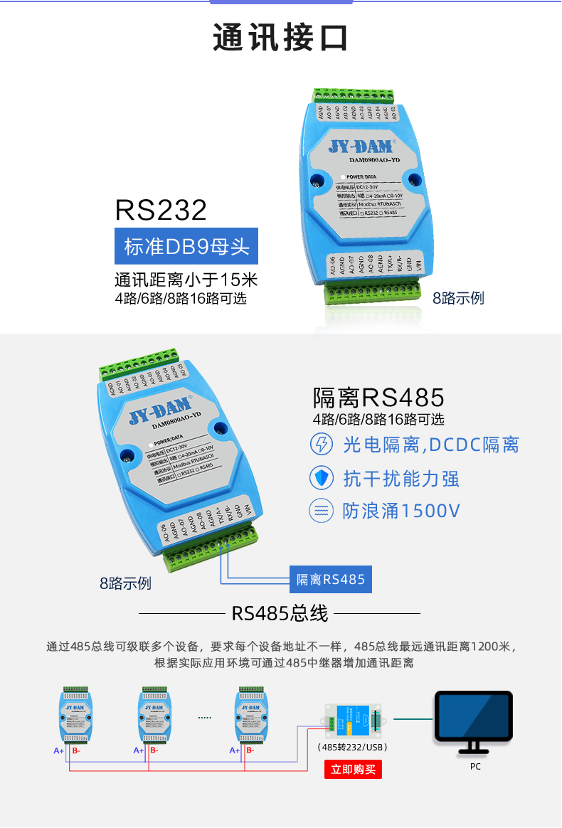 DAM0800AI-YD 通訊接口 DAM0800AI-YD 通訊接口