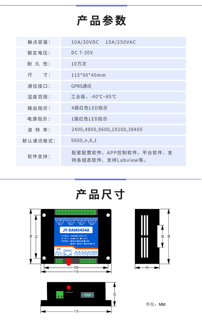 云平臺 GPRS-0404A 遠程數采控制器 產品參數 云平臺 GPRS-0404A 遠程數采控制器 產品參數