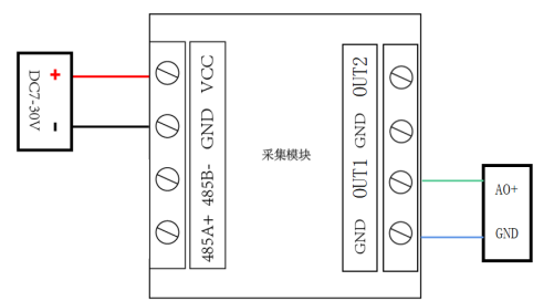 空氣污染傳感器4-20mA/0-10V接線